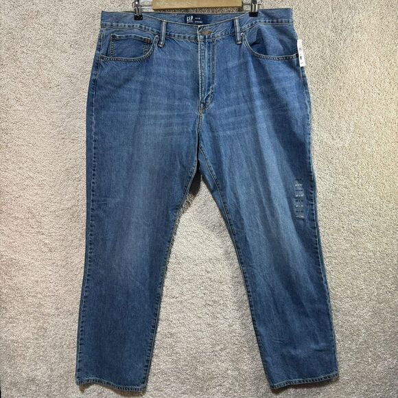 Gap Denim Straight Leg Jeans Men's 40x32 Blue Mid Rise Medium‎ Wash Cotton NWT - Picture 1 of 12
